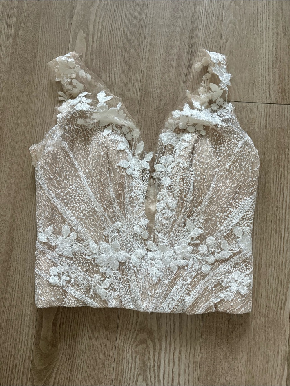 Wtoo by Watters Ivory Floral Lace Corset Bridal Top Size 12